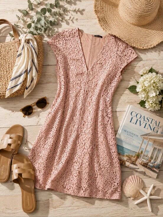 Zara Dresses & Skirts - ZARA Lace Shift Dress Blush Pink Size Med